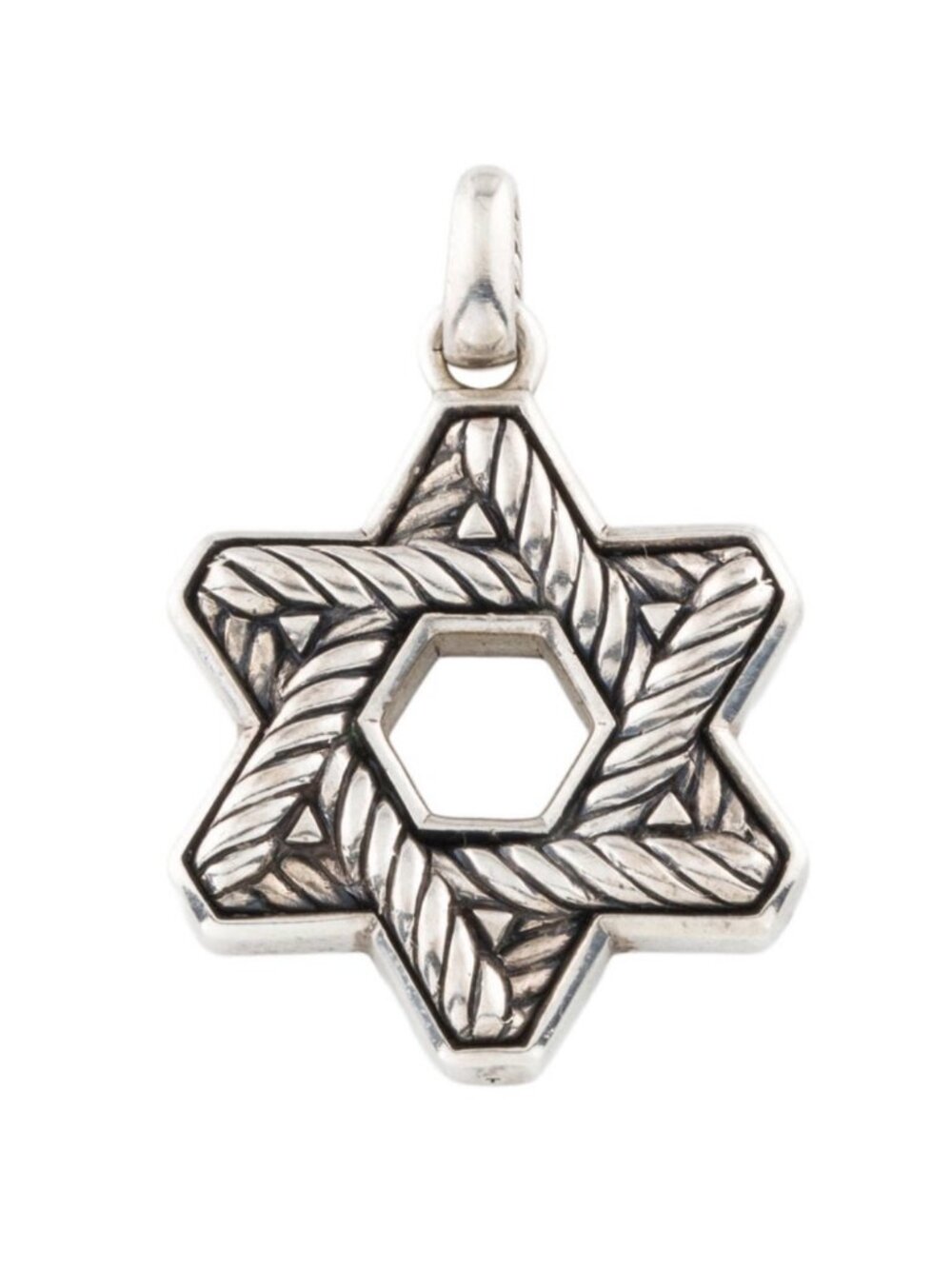 DAVID YURMAN RARE STERLING SILVER 925 TIGER IRON STAR OF DAVID PENDANT AMULET